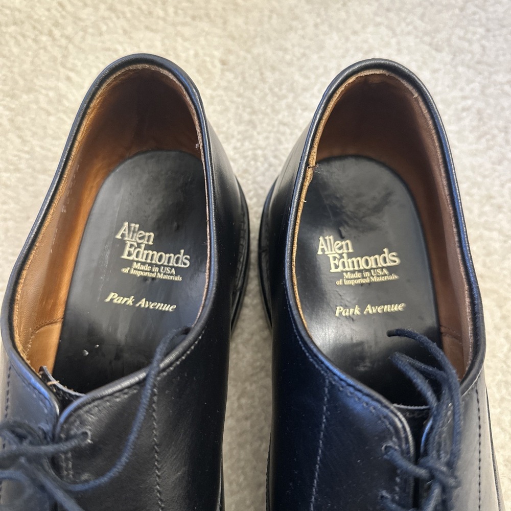 Allen Edmonds Park Avenue Oxfords Dress Shoes Mens Sz 10.5 Black Leather Cap Toe - Picture 5 of 11